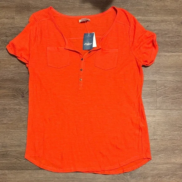nwt women’s orange button lucky brand shirt - Picture 1 of 3